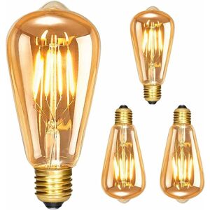 Mumu - Vintage Edison light bulb E27, ST64 6W Edison led lamp, 3 pieces retro light bulb, warm white Mumu - Vintage Edison light bulb E27, ST64 6W Edison led lamp, 3 pieces retro light bulb, warm white