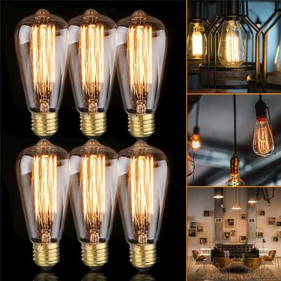 TORMATOR 6x E27 60W Bulb Edison Incandescent Bulb 220V ST64 Retro 64mm x 140mm TORMATOR 6x E27 60W Bulb Edison Incandescent Bulb 220V ST64 Retro 64mm x 140mm