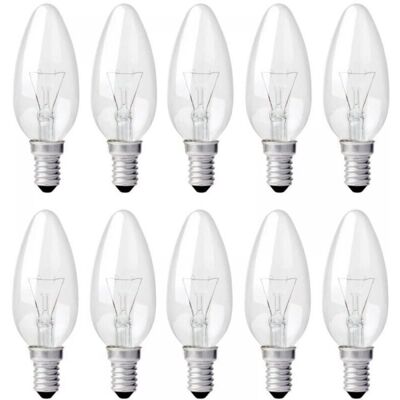 Cyslmuk - E14 40W 230V Incandescent Candle Bulb, E14 Flame Bulb, Dimmable Warm White 2700K, 400LM, C35 Clear Bulb, For Chandelier, Desk Lamp, Pack of Cyslmuk - E14 40W 230V Incandescent Candle Bulb, E14 Flame Bulb, Dimmable Warm White 2700K, 400LM, C35 Clear Bulb, For Chandelier, Desk Lamp, Pack of