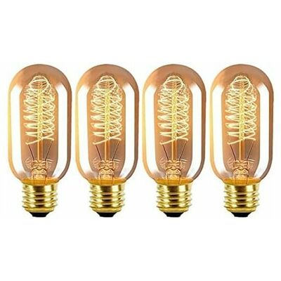 HOOPZI E27 Vintage Light Bulbs 40W Screw Fitting Dimmable Edison Filament Light Bulb 2300K Incandescent Light Bulb T45 Tube Style Decorative Spiral Filament HOOPZI E27 Vintage Light Bulbs 40W Screw Fitting Dimmable Edison Filament Light Bulb 2300K Incandescent Light Bulb T45 Tube Style Decorative Spiral Filament