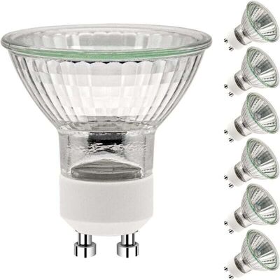 DEBUNS GU10 50W Bulbs, GU10 Halogen Bulbs, AC 230V 50W Spot Bulb, GU10 Halogen Bulbs, 2 Pin, 35° Beam Angle, 2700K, Dimmable, Warm White, Pack of 6 DEBUNS GU10 50W Bulbs, GU10 Halogen Bulbs, AC 230V 50W Spot Bulb, GU10 Halogen Bulbs, 2 Pin, 35° Beam Angle, 2700K, Dimmable, Warm White, Pack of 6