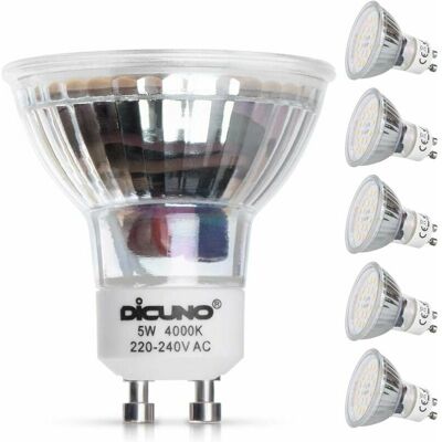 Dewdat - GU10 led Bulb, 5W, Neutral White 4000K, Equivalent to 50W Halogen Lamp, 600LM, led Spot Light Bulb, GU10 Base, Non-Dimmable, 230V, 120° Wide Dewdat - GU10 led Bulb, 5W, Neutral White 4000K, Equivalent to 50W Halogen Lamp, 600LM, led Spot Light Bulb, GU10 Base, Non-Dimmable, 230V, 120° Wide