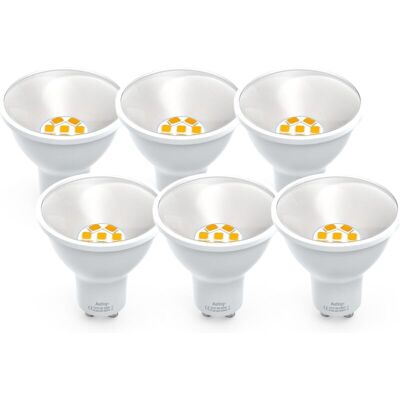 COOCHEER GU10 LED bulbs, warm white, 850 lumens, 5 W, replaces 70–80 W halogen bulbs, 3000 K beam angle, 120° reflector, non-dimmable, pack of 6 COOCHEER GU10 LED bulbs, warm white, 850 lumens, 5 W, replaces 70–80 W halogen bulbs, 3000 K beam angle, 120° reflector, non-dimmable, pack of 6