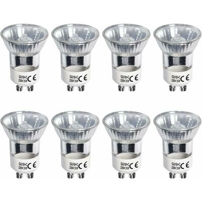Dewdat - Pack of 8 GU10 Halogen Bulbs Reflector 35W Warm White 2700K Dimmable Halogen Spotlights 120° Beam Angle 360lm ac 220-240V Mini GU10 Diameter Dewdat - Pack of 8 GU10 Halogen Bulbs Reflector 35W Warm White 2700K Dimmable Halogen Spotlights 120° Beam Angle 360lm ac 220-240V Mini GU10 Diameter