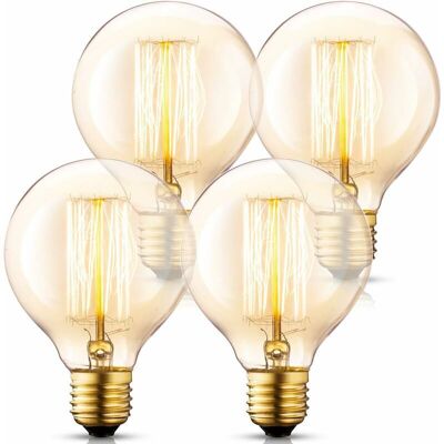OEM (4 Pack Incandescent Bulbs) Globe G95 Vintage Edison Bulb Set, 40w E27 Amber Glass Wootly Retro Vintage Old Fashioned - Industrial - Dimmable - Decorative Bulbs OEM (4 Pack Incandescent Bulbs) Globe G95 Vintage Edison Bulb Set, 40w E27 Amber Glass Wootly Retro Vintage Old Fashioned - Industrial - Dimmable - Decorative Bulbs