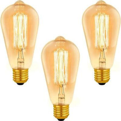 SIOKS Vintage E27 St64 Dimmable 40w 2200k Warm White 400lm 220v Bulb – Pack Of 3 Retro Filament Bulbs For Decorative Lighting SIOKS Vintage E27 St64 Dimmable 40w 2200k Warm White 400lm 220v Bulb – Pack Of 3 Retro Filament Bulbs For Decorative Lighting