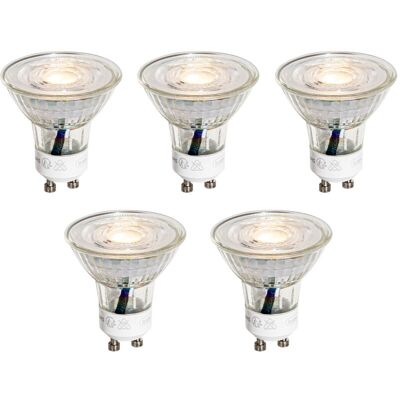 LUEDD Set of 5 GU10 50mm led Bulbs Clear 3W 230 lm 2700K LUEDD Set of 5 GU10 50mm led Bulbs Clear 3W 230 lm 2700K
