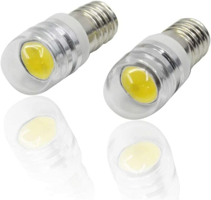 AOUGO 4pcs 12V E10 Base Socket led Bulb cob 1.5W led Upgrade Light Bulb Replacement for Headlights Flashlights Torch Light Bulbs, 6000K Warm White