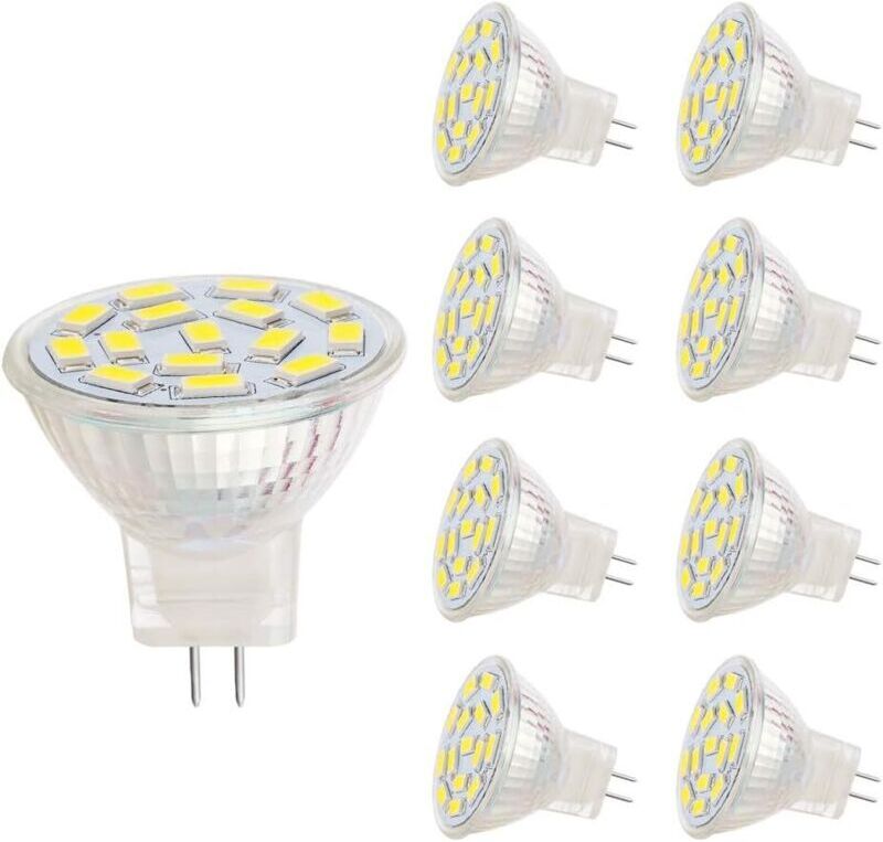Beijiyi - MR11 led Bulbs, GU4.0 Base, 3W, Matching 20-30W Halogen Bulbs, 12V ac/dc, 350lm, 120° Spotlight, Track Lighting, White (6000K, 8 Pack)