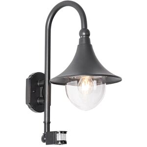 QAZQA Outdoor wall lamp black IP44 incl. motion detector - Daphne - Black