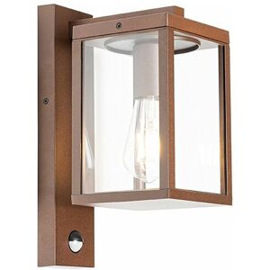 QAZQA Outdoor wall lantern rust brown with motion sensor IP44 - Charlois - Brown-Rust