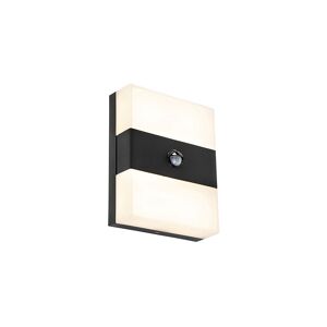 QAZQA Outdoor wall lamp black IP44 incl. led with motion detector - Dualy - Black
