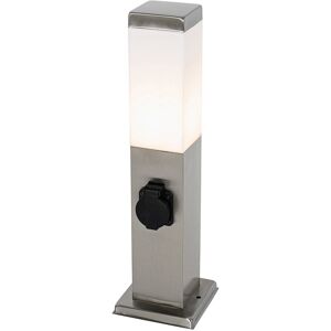 QAZQA Modern outdoor lamp 45 cm steel with socket IP44 - Malios - Steel