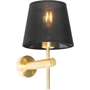 QAZQA Modern wall lamp black with gold - Pluk - Gold/Messing