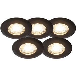 QAZQA Set of 5 recessed spots black 3-step dimmable - Ulo - Black