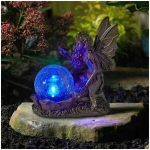 SMART SOLAR Solar Garden Ornament Gazing Fairy with Light Up Colour Changing led Ball