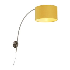 QAZQA Steel wall arc lamp with shade yellow 35/35/20 adjustable - Yellow