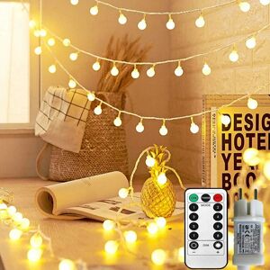 AOUGO 100 led 8 Mode Plug Outdoor String Lights with Remote Control for Bedroom, Indoor, Garden, Christmas and Wedding (Warm White)