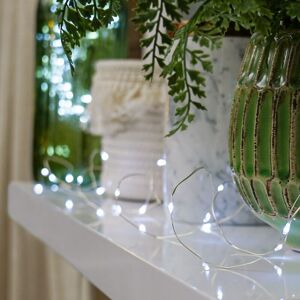 Festive Lights - 10.5m Battery Power Outdoor Firefly led Fairy Lights White Garden Home Decoration - White
