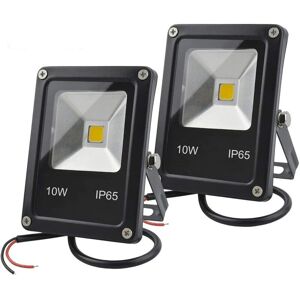 AOUGO 12V dc led Flood Light, 10W Mini IP65 Outdoor Waterproof Work Light, 900lm, 3000K, Warm White Security Light, 80W Equivalent Halogen Bulb, 2 Pack, No