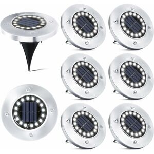 DENUOTOP 16 led Outdoor Solar Lamp, 8 Pieces Solar Spotlight Garden Recessed Light IP65 Waterproof Street Lamp for Walkway Path Terrace Courtyard Underground