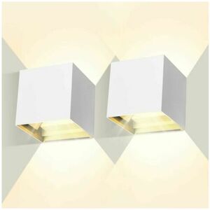 ROSE 2 12W Adjustable Wall Lights, Modern Indoor/Outdoor Wall Light 3000K, IP65 Waterproof Cube led Wall Lamp - Warm White (White)