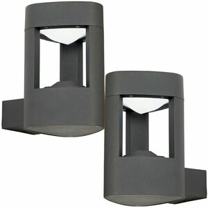 LOOPS 2 PACK IP44 Outdoor LED Lamp Textured Grey Triangle Wall Light Porch Door Open