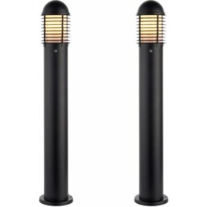 Loops - 2 pack Outdoor Bollard Post Light - 60W E27 gls - 1000mm Height - Matt Black