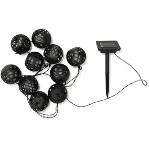 Valuelights - 10 x Solar String Fairy Lights Garden Patio Black Lantern Flame Effect Lighting