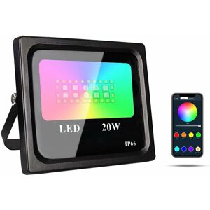 GROOFOO 20W rgb led Flood Light,Color Garden Lights with Music Rhythm app Controlled Indoor Outdoor Lighting 2700k-6500k Warm and Cool Light- IP66 Waterproof