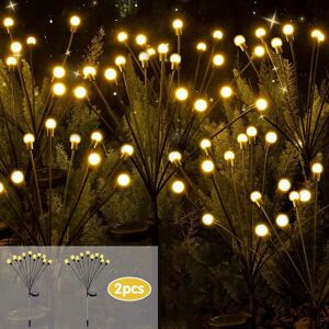 2pcs Firefly Waterproof Solar Lights, led Solar Outdoor Lights with 10 Balls IP65 Waterproof Romantic for Garden, Patio, Night Decoration Denuotop