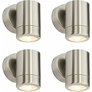 Loops - 4 pack Dimmable Outdoor IP65 Wall Downlight - 7W GU10 led - Stainless Steel