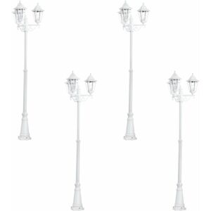 LOOPS 4 pack IP44 Outdoor Bollard Light White Aluminium Lantern 3 Arm 60W E27 Post