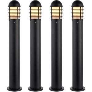 LOOPS 4 pack Outdoor Bollard Post Light - 60W E27 gls - 1000mm Height - Matt Black