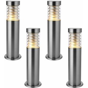 LOOPS 4 pack Outdoor IP44 Bollard Light Marine Grade Steel Lamp Post Garden Patio