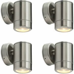 Loops - 4 pack Outdoor IP65 Wall Downlight - Dimmable 7W led GU10 - Stainless Steel