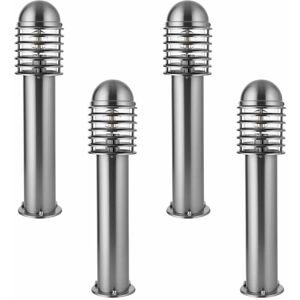 LOOPS 4 pack Outdoor Post Bollard Light Polished Steel Vandal Proof External Pathway