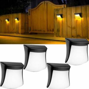 GROOFOO 4 Pack Solar Powered Patio Lights Stairs Yard Path Pathway Lights Waterproof Automatic Decorative Wall Lights for Patio Stairs Yard Pathway Warm