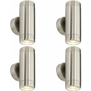 Loops - 4 pack Up & Down Twin Outdoor Wall Light - 2 x 7W GU10 led - Stainless Steel