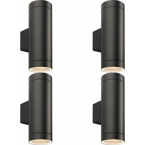 Loops - 4 pack Up & Down Twin Outdoor Wall Light - 2 x 7W GU10 led - Textured Black