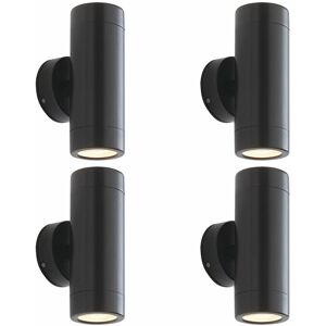 Loops - 4 pack Up & Down Twin Outdoor Wall Light - 2 x 7W led GU10 - Satin Black