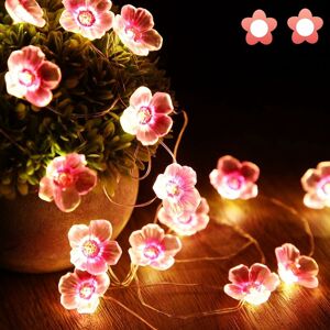 GROOFOO String Light with 4m 40 LED Pink Cherry Blossom, Battery-operated, for Christmas, Girl's Room, Bedroom, Indoor, Outdoor, Wedding, Valentine's