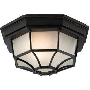 Firstlight Products - Firstlight - 1 Light 6 Panel Lantern - Flush Ceiling Light Black IP43, E27