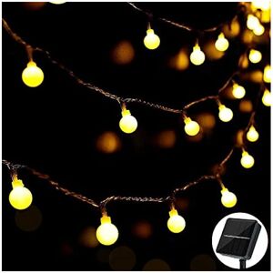 RHAFAYRE 60 led Solar String Lights Outdoor 8m/27FT led Fairy Lights 8 Modes Waterproof Solar Lighting for Garden, Party, Christmas, Decoration (Warm White)