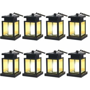 LANGRAY 8 Pack led Solar Mission Lantern, Vintage Solar Powered Waterproof Hanging Umbrella Lantern Candle Lights Led with Clamp Beach Umbrella Tree Pavilion