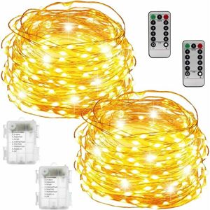 HOOPZI Bedroom String Lights [Set of 2] 10M 100LED Mini Battery Operated led String Lights Indoor & Outdoor Decoration Light Fairy Lights for Bedroom