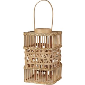 Beliani - Boho Bamboo Wood Candle Lantern with Glass Holder Indoor Accessory Lumbis - Natural