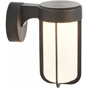 LOOPS Brushed Bronze Outdoor Wall Light & Frosted Glass Shade IP44 Rated 8W led Module