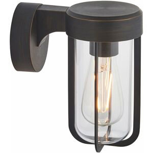 Loops - Brushed Bronze Outdoor Wall Light with Clear Glass Shade - IP44 Rated - led Bulb