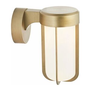 LOOPS Brushed Gold Outdoor Wall Light & Frosted Glass Shade IP44 Rated 8W led Module